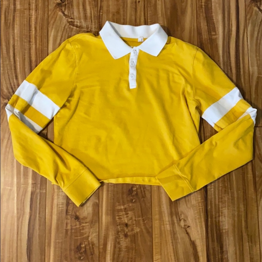 Yellow long sleeve crop top
